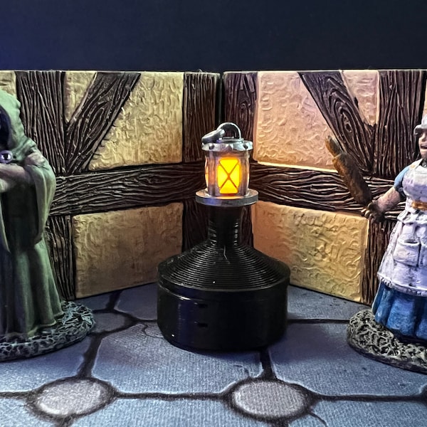 Lantern miniature with flickering LED light for Tabletop Role Playing Games