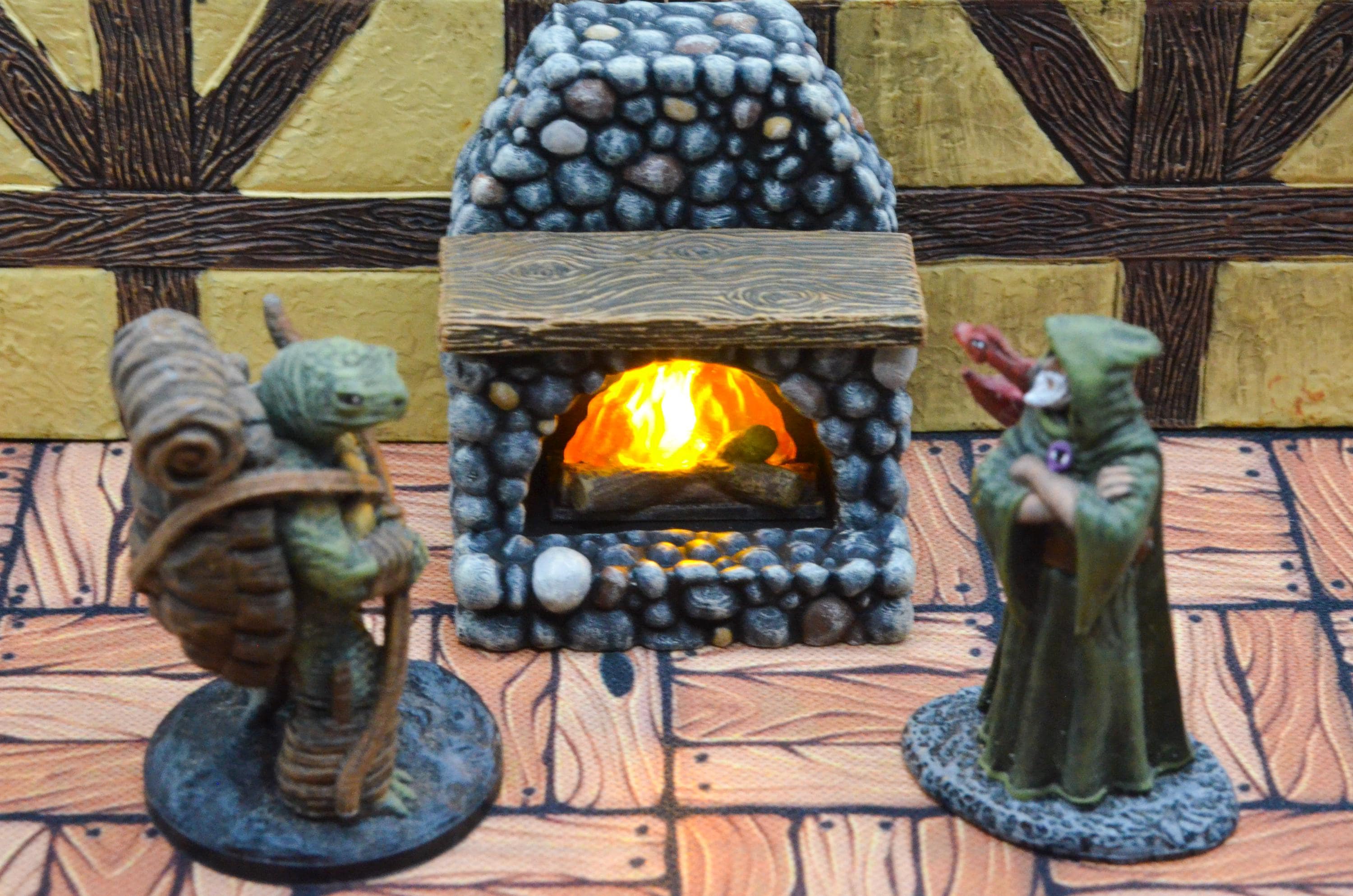 Miniature Fireplace with Flickering Flame (Style B) 28mm scale for Dungeons & Dragons