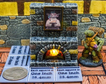 Miniature Fireplace with Flickering Flame for Dungeons & Dragons