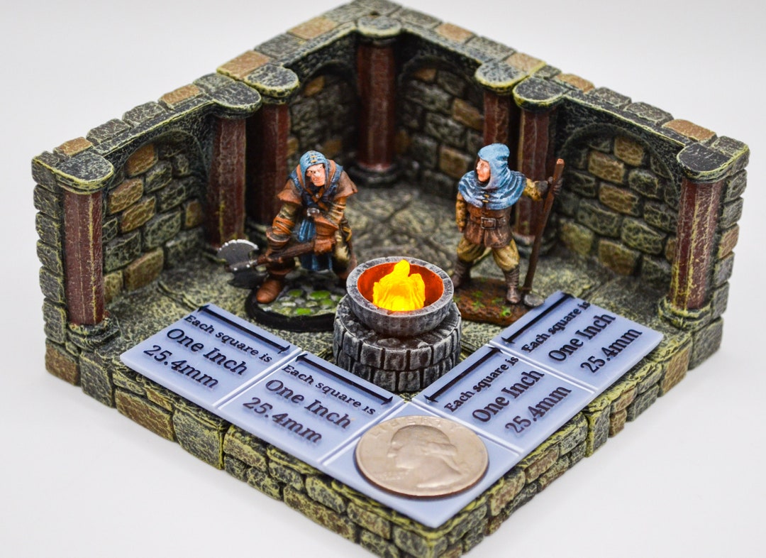 Tiny 28mm Stone Brazier With Flickering LED Flame for Dungeons and