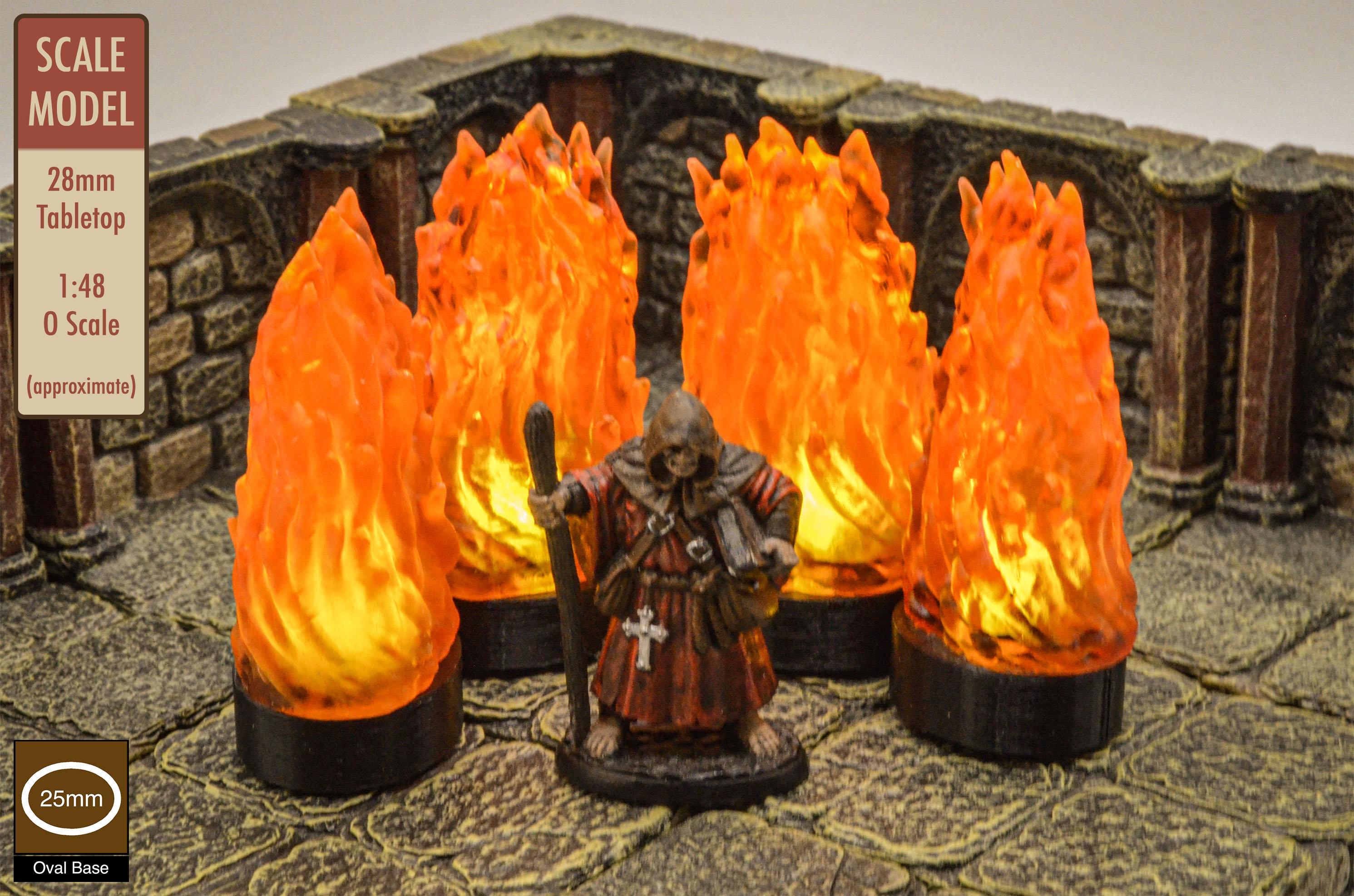 Miniature Flickering LED Wall of Fire for TTRPG, Dungeons and