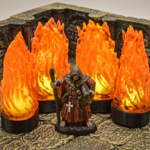 LED Wall of Fire Miniature with Flickering Light for Dungeons and Dragons