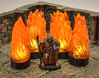 LED Wall of Fire Miniature with Flickering Light for Dungeons and Dragons