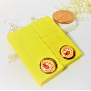 Houten oorbellen, houten oorbellen, rechthoek oorbellen, gele oorbellen, nieuwheid oorbellen, blok oorbellen van ebben hout zomer oorbellen, hippie oorbellen