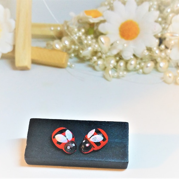 Wooden Brooch, Rectangular Brooch, Ladybird Badge, Ladybird Brooch, 5th Anniversary, Wooden Badge, Gift, Ladybug Badge, Ladybug Brooch