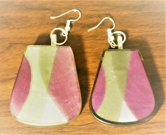 Asymmetric Purple Earrings, As...