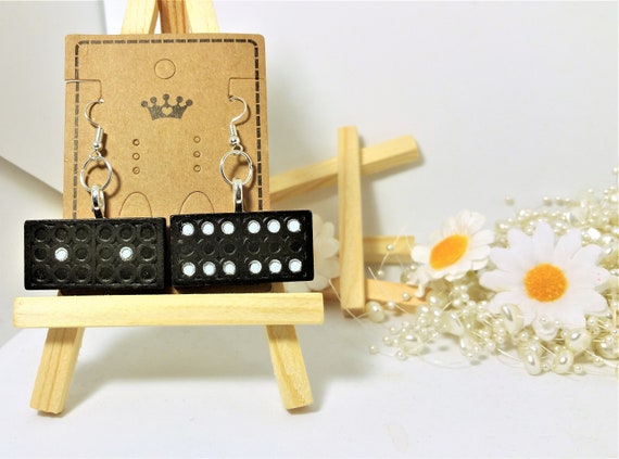 Black Domino Earrings, Black E...