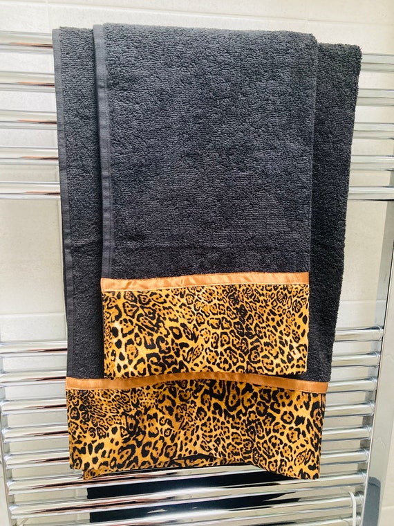 Decorative Black Leopard Print Bath and Hand Towel Set Etsy Ireland