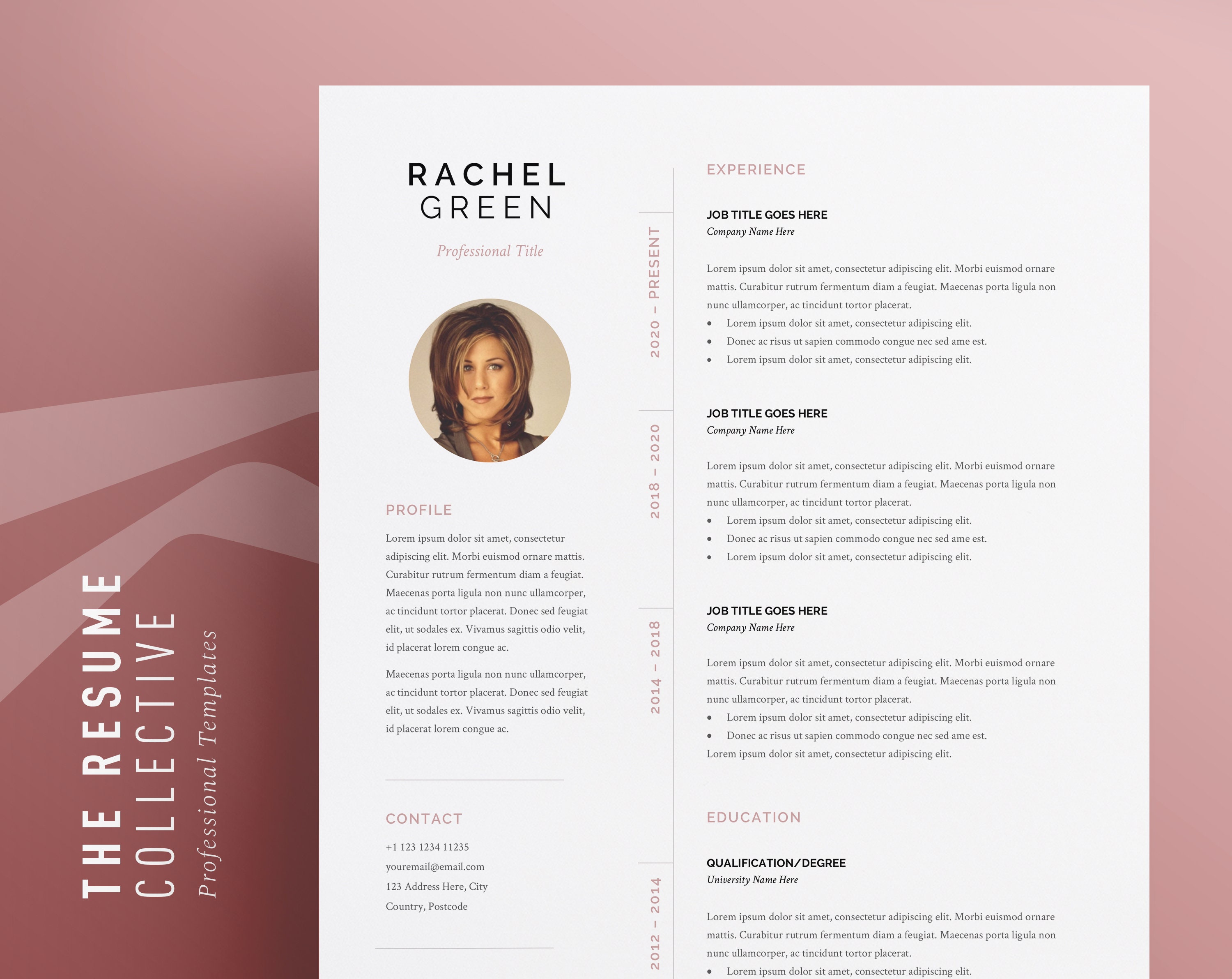 Modern Resume Template 2 Page CV Template Cover Letter Etsy UK
