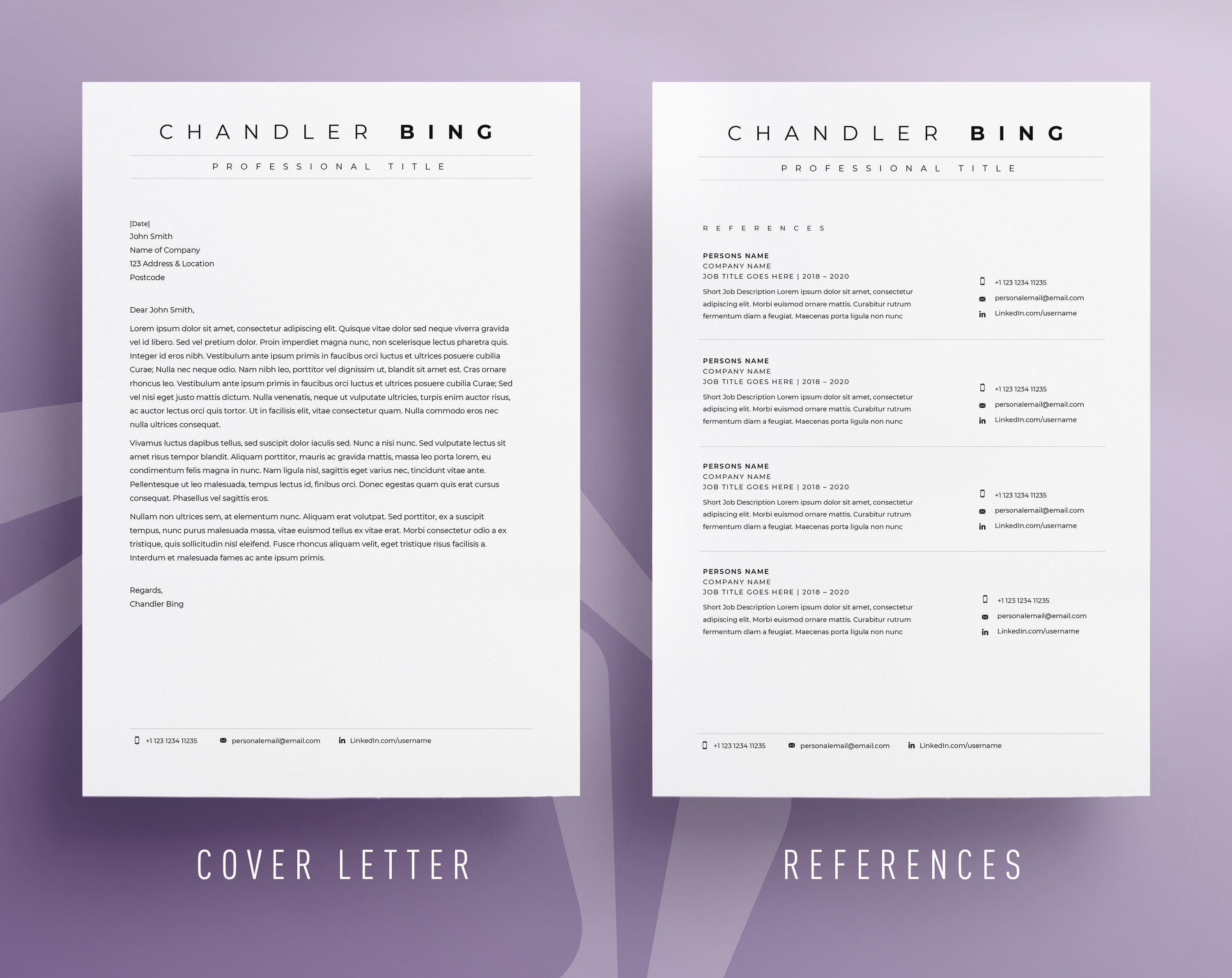 Modern Resume Template CV Template Cover Letter - Etsy UK
