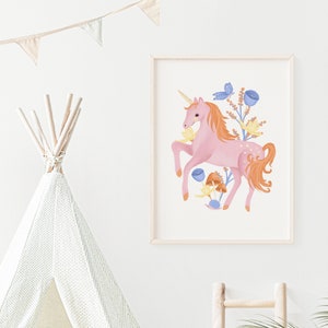 Unicorn garden ,nursery wall art, unicorn art print, digital download