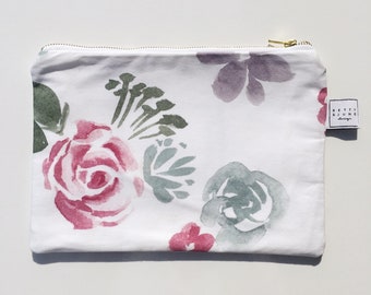 Purple floral clutch