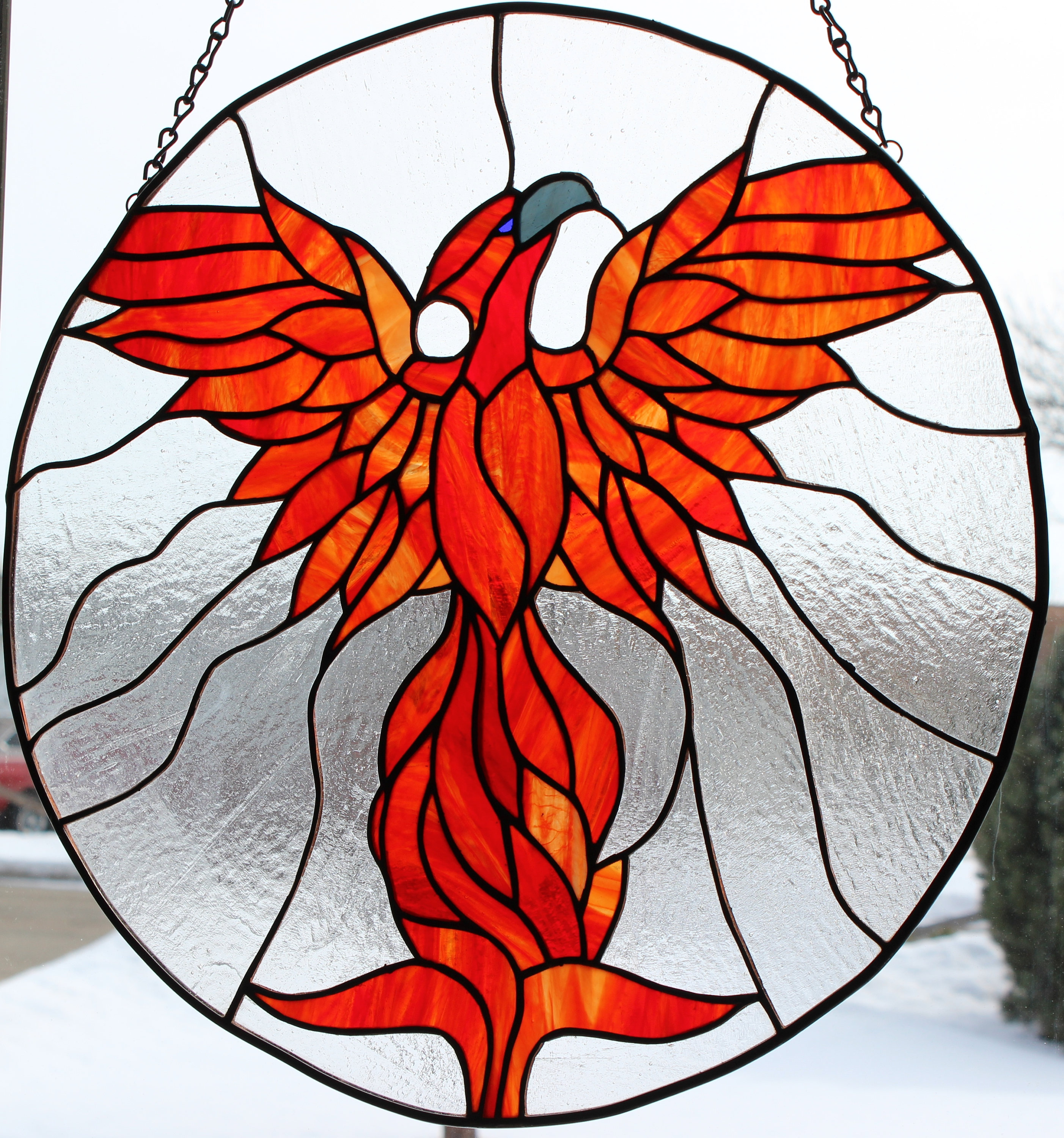 Rising Phoenix Stained Glass Etsy UK