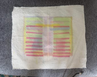 Beautiful work of art on linen with hand-printed design