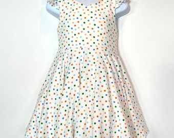 Polka Dot Toddler Dress, Little Girls Flutter Sleeved Knit Dress, Girls Summer Outfit, Bow Back