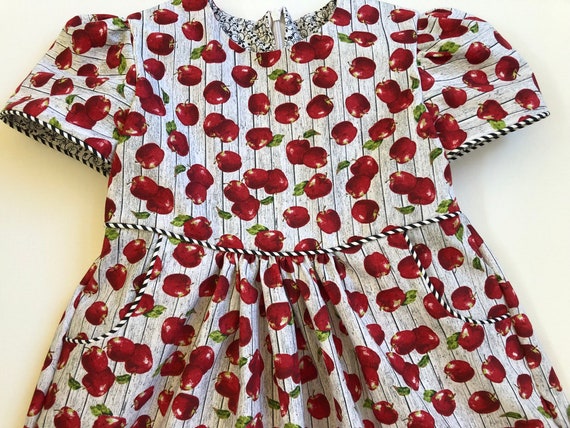 Back to School Dress Apple Dress Fall Dress Pockets Red and | Etsy