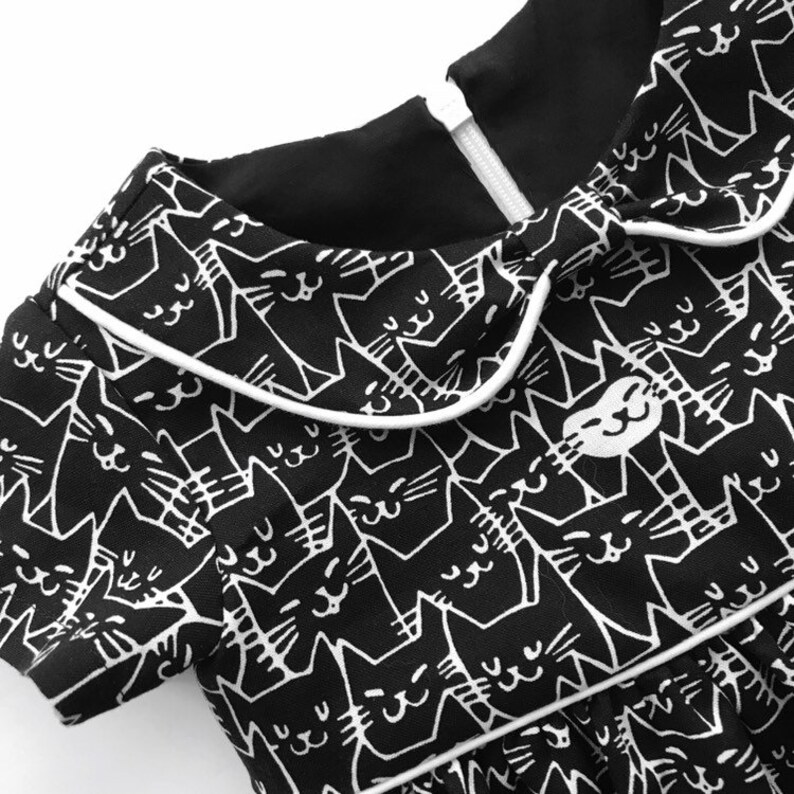 Little Girls Kitty Cat Dress Baby Dress Peter Pan Collar Etsy