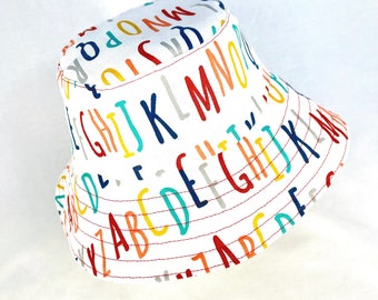 ABC Bucket Hat, Alphabet Bucket Hat, Kids Beach Hat, Girls Sun Hat, Infant Toddler Summer Hat, Boys Cap