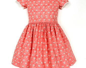 Girls Valentine’s Day Dress, Little Girls Pink Hearts Dress