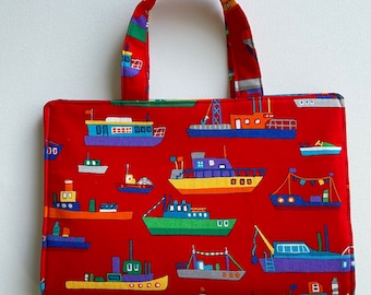 Ships and Boats Crayon Tote, Nautical Theme Toddler Crayon Kit, Kids Art Totebag, Crayon Holder, Kids Birthday Gift, Birthday Favors