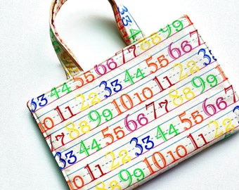 Vintage Style Numbers Crayon Tote, Kindergarten Art Totebag, Toddler Crayon Kit, Birthday Gift, Kids Party Favor