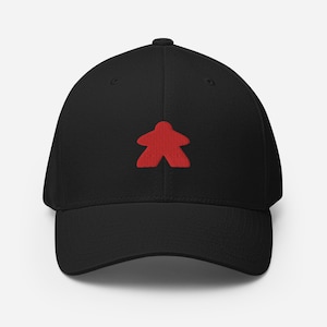 Rote Meeple Flexfit 6277 Strukturierte Köpermütze in verschiedenen Farben ~ Brettspiel Enthusiast Baseball Cap ~ Rote Meeple Accessoires