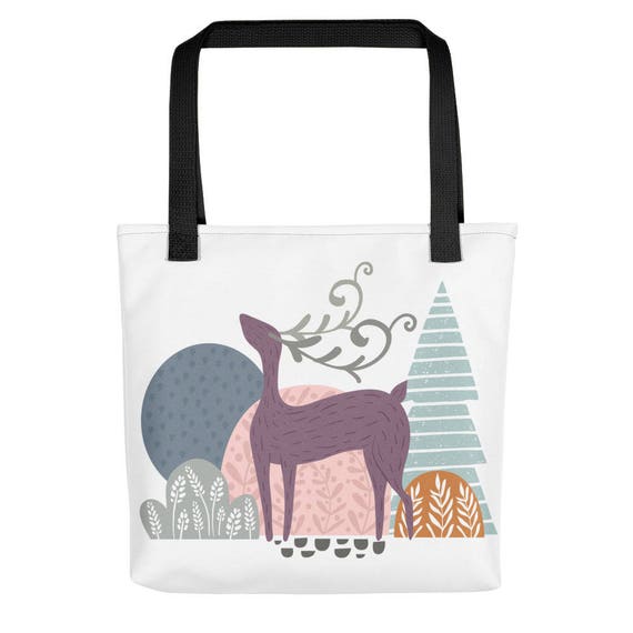 Modern Winter Deer Tote Bagsmall Illustrated Animal Diaper | Etsy