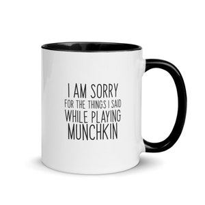 Caneca de desculpas para jogos de cartas com detalhes em cores ~ Xícara de café desculpe ~ Presente para o pai ~ Presente de jogador Munchkin ~ Dia dos pais ~ Dia das mães