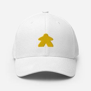 Gelbe Meeple Flexfit 6277 Strukturierte Köper Kappe in verschiedenen Farben~Brettspiel Enthusiast Baseball Cap~Gelbes Meeple Zubehör