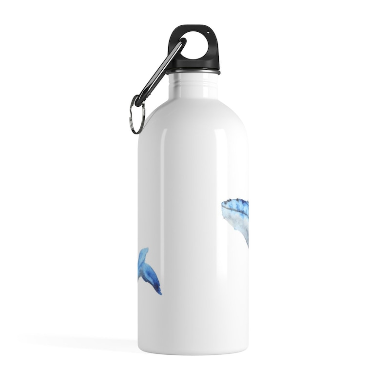 Whatercolor Blue Whale Stainless Steel Water Bottle~On the go Attachable Waterbottle