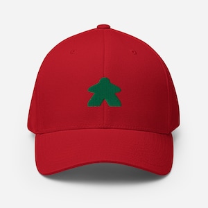 Carcassonne-Figur Flexfit 6277 strukturierte Twill Cap in verschiedenen Farben grün ~ Brettspiel-Enthusiasten-Baseball-Cap ~ rot Meeple Zubehör