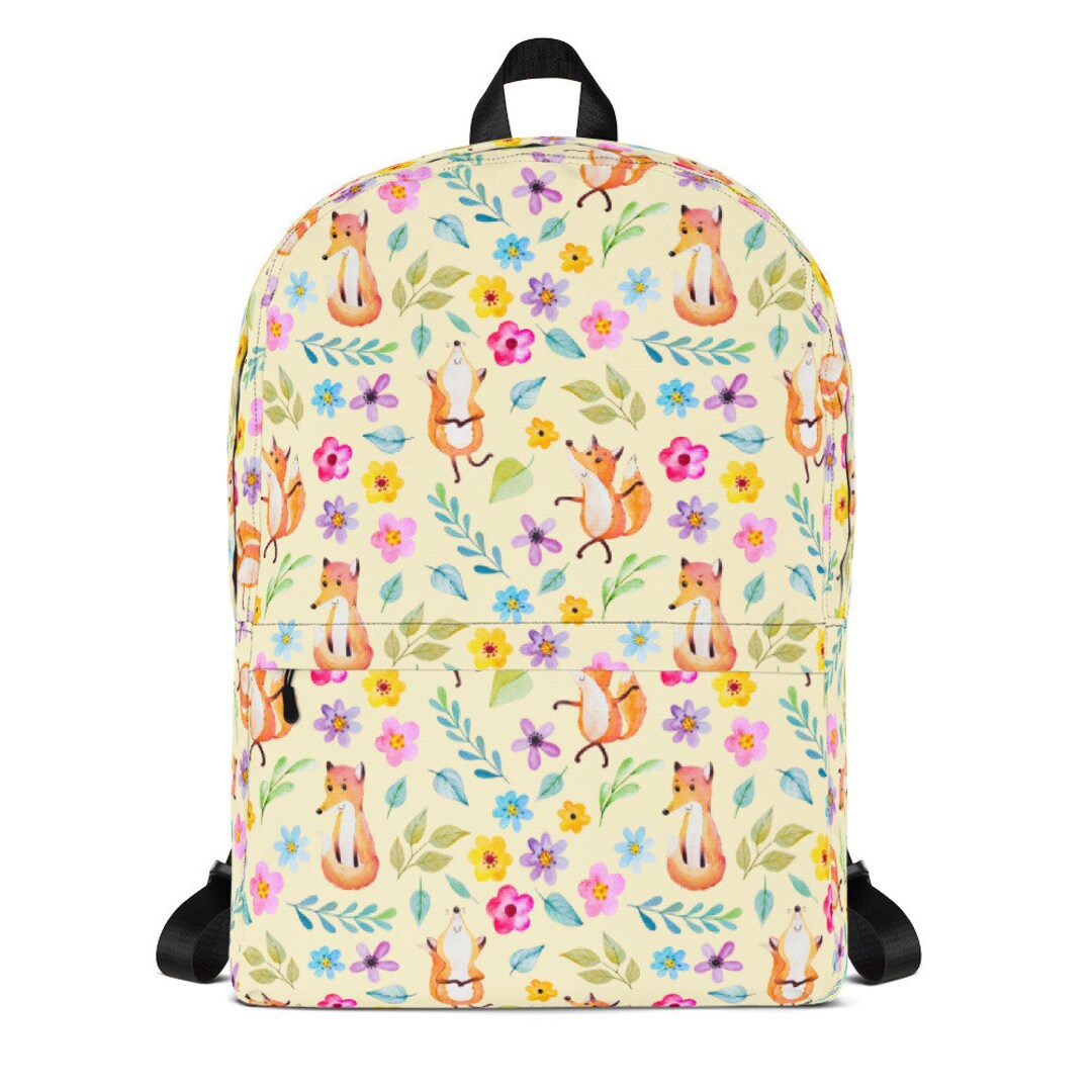 Dancing Fox Backpack~spring Flowers and Fox Rucksack~back to School ...