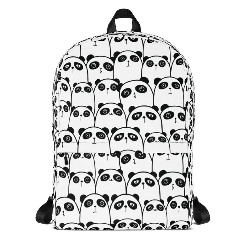 Doodled Panda Backpack Slim Line Animal Friends School Bag Colorea tu propia bolsa imagen 1