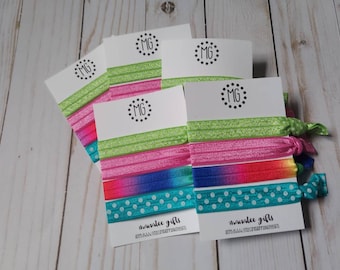 Colorful Rainbow Hair Ties~Fantasy Festival Bracelet~Pride Hairbands~Blue and Green Festival Bands~Elastic No Metal Bands