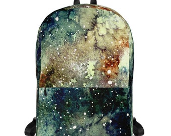 Green Galaxy Waterproof Backpack~Nebula Laptop Bag