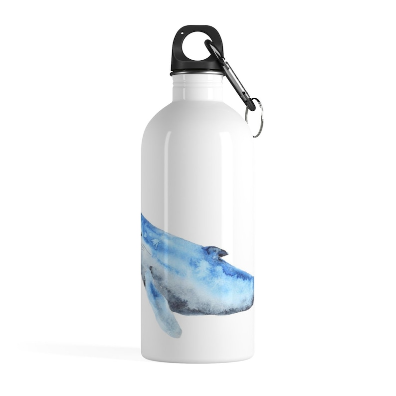 Whatercolor Blue Whale Stainless Steel Water Bottle~On the go Attachable Waterbottle