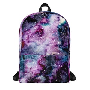 Watercolor Galaxy Laptop Backpack~MultiPocket Galaxy Backpack~Space Themed Backpack~Nerdy Bags~Waterproof School Backpack~Galaxy Bookbag
