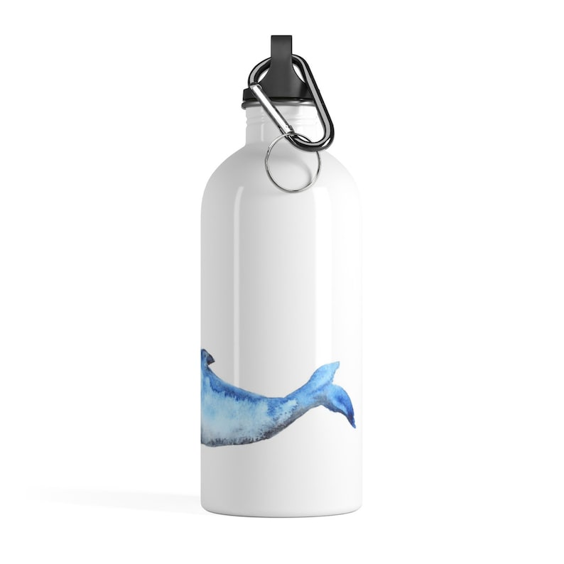 Whatercolor Blue Whale Stainless Steel Water Bottle~On the go Attachable Waterbottle