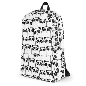 Doodled Panda Backpack Slim Line Animal Friends School Bag Colorea tu propia bolsa imagen 3