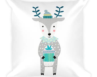 Winter Deer Pillow~Holiday Deer Pillow~Gift Deer Pillow~Modern Deer Pillow~Scandnavian Deer Decor~Children's Room Deer Decor