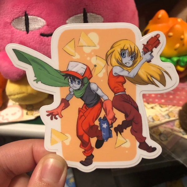 Cave story game sticker, quote and curly brace sticker