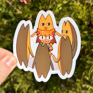 Naklejka na spotkanie z tajnym kotem, naklejka z łukiem Neco i tatą Chiyo, naklejka z łukiem Neco, naklejka z łukiem Neko, roztopiona krew, księżyc typu, Tsukihime