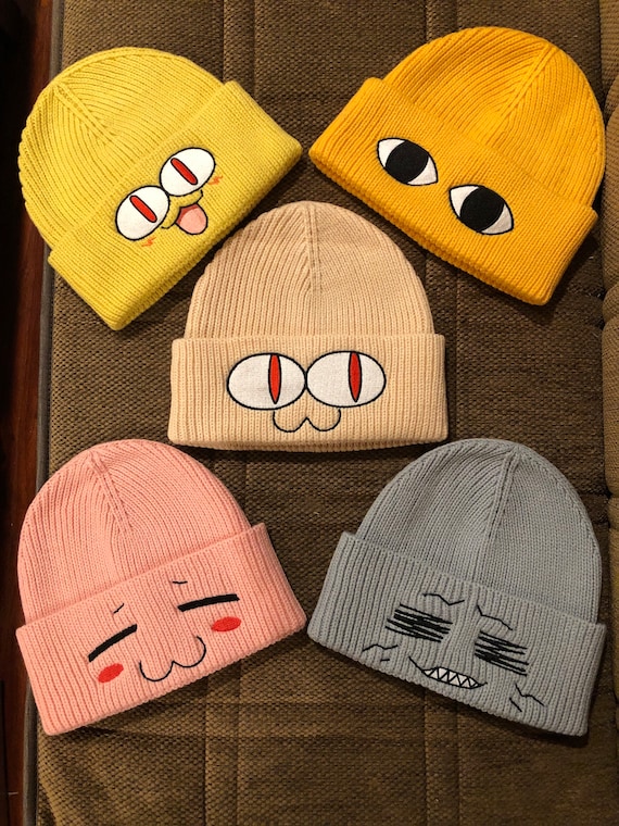 Neco-arc & Chiyo's Dad Beanie, Embroidered Knit Hat, Melty Blood