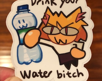 Drink your water sticker, neco arc sticker, neko arc decal, melty blood, type moon, tsukihime, carnival phantasm