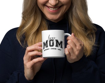 Boy Mom Personalized Ceramic Mug, Mother's Day Gift