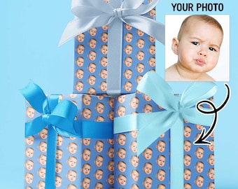 Personalized Wrapping Paper Roll Baby's Face, Custom Face Wrapping Paper, Custom Birthday Wrapping Paper, Personalized Gift Wrap with Face
