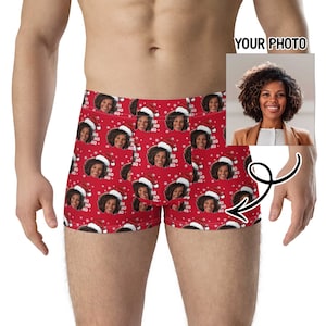 Boxers personnalisés, Boxers personnalisés pour lui, Boxers avec visage, Cadeau de Noël pour lui, Sous-vêtements personnalisés pour hommes, Sous-vêtements personnalisés