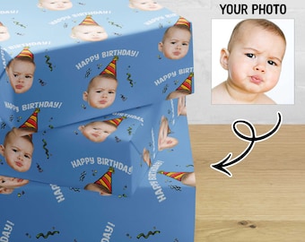 Personalized Birthday Wrapping Paper Sheets with Face, Custom Face Wrapping Paper for Birthday, Personalized Face Wrapping Paper Birthday