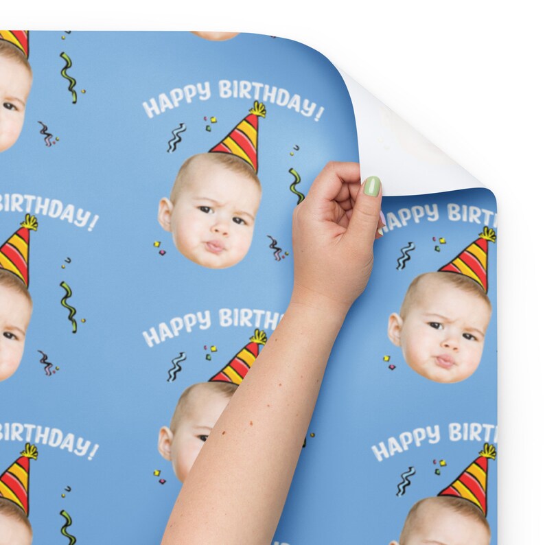 Personalized Birthday Wrapping Paper Sheets with Face, Custom Face Wrapping Paper for Birthday, Personalized Face Wrapping Paper Birthday