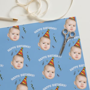 Personalized Birthday Wrapping Paper Sheets with Face, Custom Face Wrapping Paper for Birthday, Personalized Face Wrapping Paper Birthday